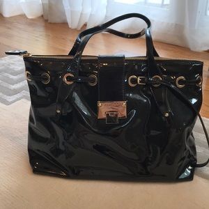 Jimmy Choo Black Patent Leather Rhea Tote